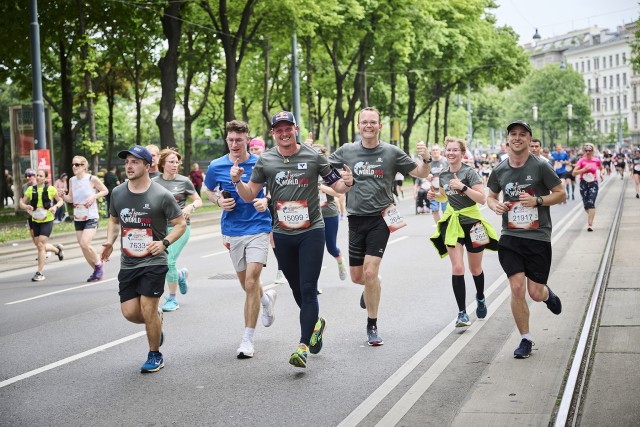 Participants perform during the Wings for Life World Run in Vienna, Austria on May 08, 2022