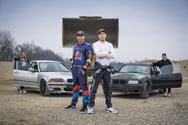 The Red Bull Driftbrothers perform at Mureck, Austria on February 23, 2023
