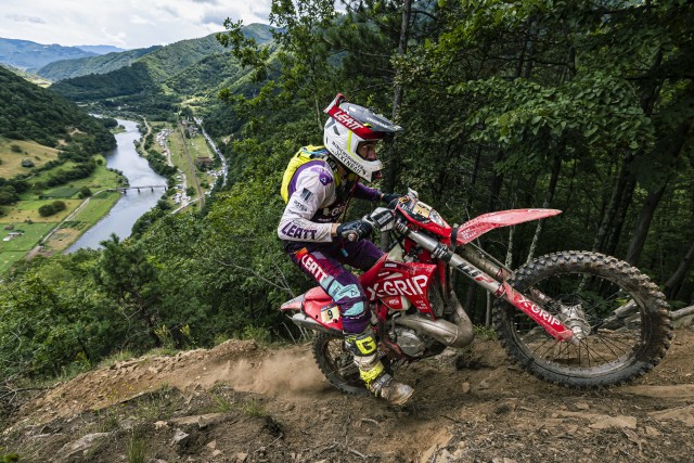 Dieter Rudolf (AUT) of the X-Grip team performs during the second off road day of FIM Hard Enduro World Championship 2023 Stop 3 - Red Bull Romaniacs in Sibiu, Romania on July 27, 2023.