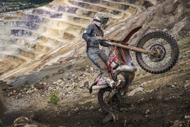 Participant performs during the Red Bull Erzbergrodeo 2024 in Eisenerz, Austria on June 2, 2024