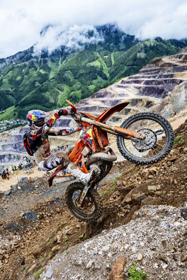 Manuel Lettenbichler performs during the Red Bull Erzbergrodeo in Eisenerz, Austria on June 2, 2024. // Joerg Mitter / Red Bull Content Pool // SI202406020555 // Usage for editorial use only // 
